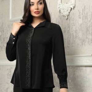 شومیز دکمه مخفی نگینی